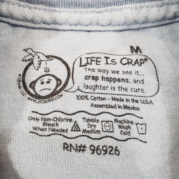 Life is Crap T Shirt Mens Medium Blue Graphic Without Wine Life is Crap Funny - Picture 10 of 11